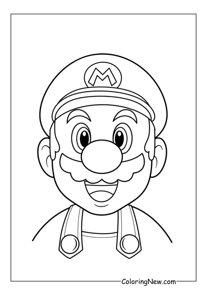 A close-up of Mario’s face, smiling proudly beneath his iconic hat