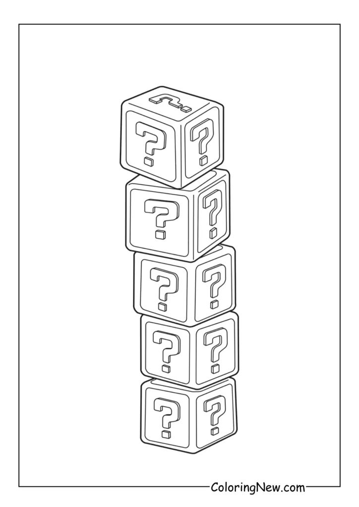 A tall stack of power-up blocks stands ready to be hit, with question marks on every side