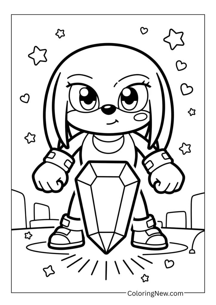 Knuckles guarding a giant emerald