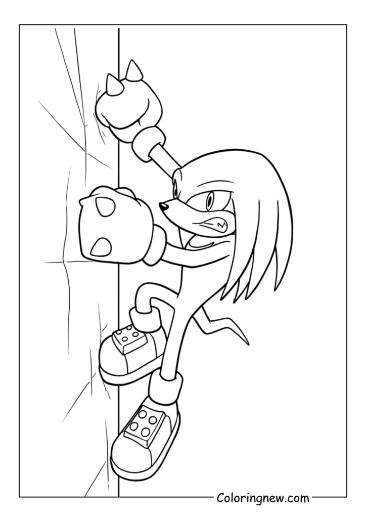 Knuckles sliding down a steep slope on his feet