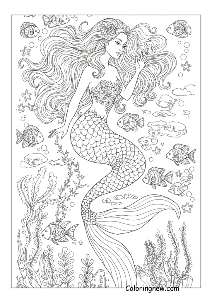 Mystic Mermaid in an Underwater Garden