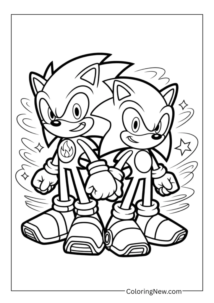 Shadow and Sonic standing back-to-back