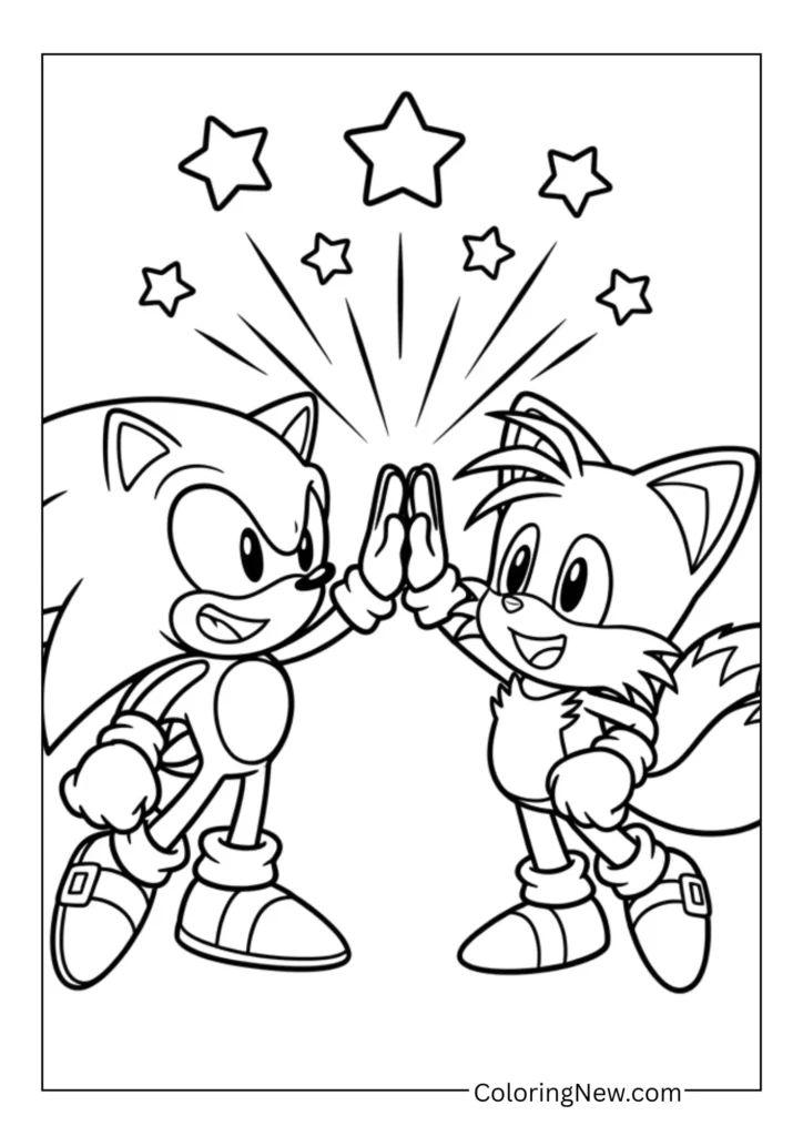 Sonic and Tails high-fiving