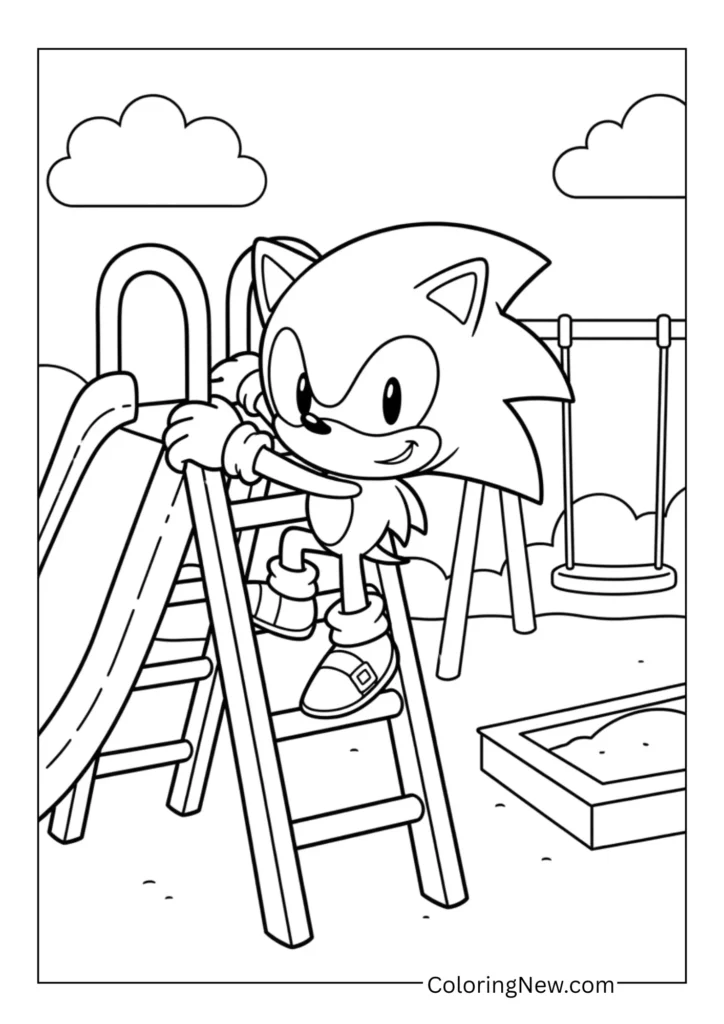 Sonic climbing a ladder