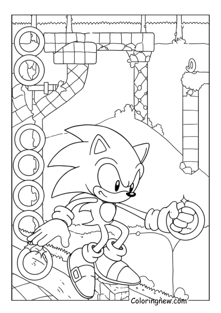 Sonic collecting a line of rings