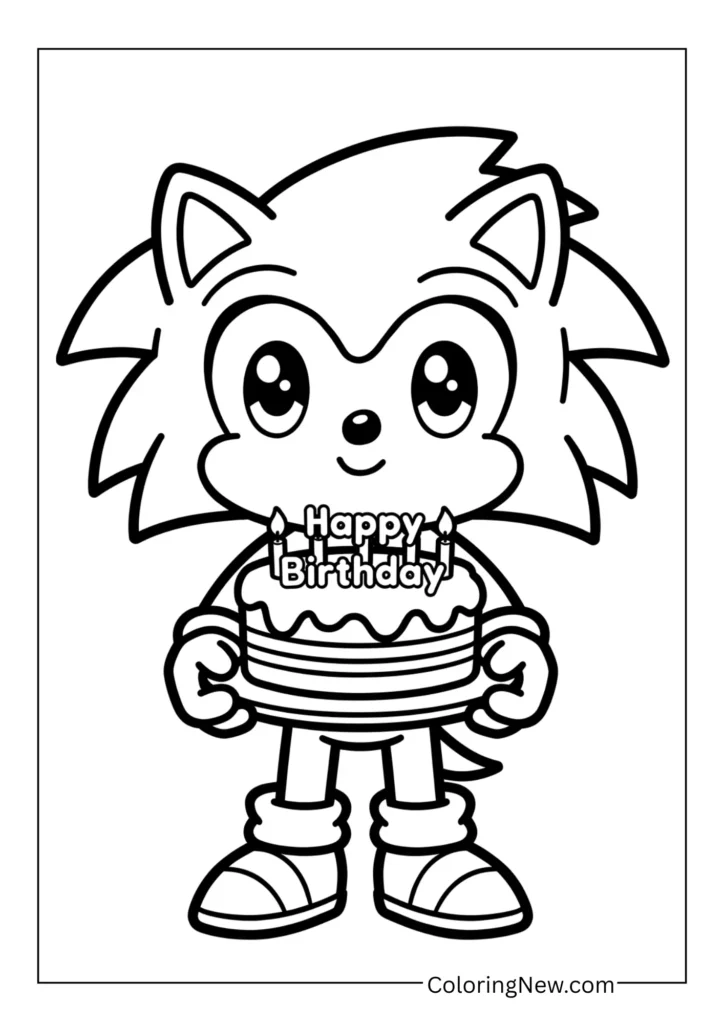 Sonic holding a birthday cake