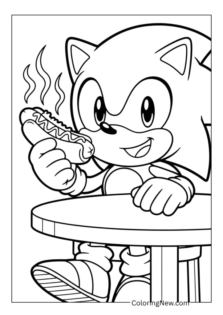 Sonic holding a chili dog