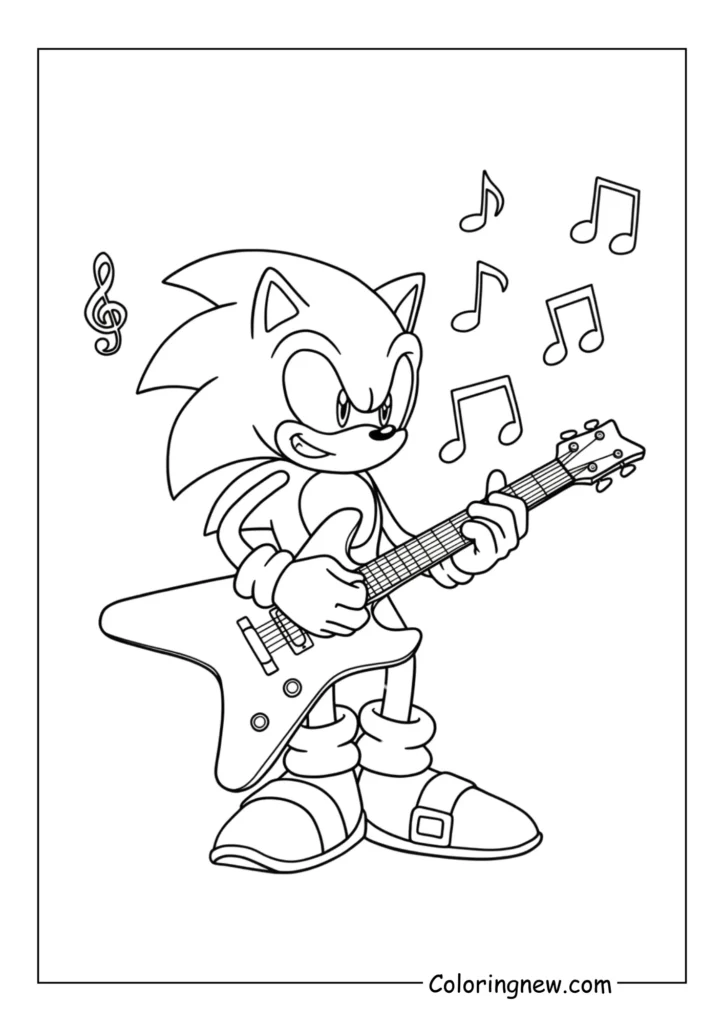 Sonic playing an electric guitar