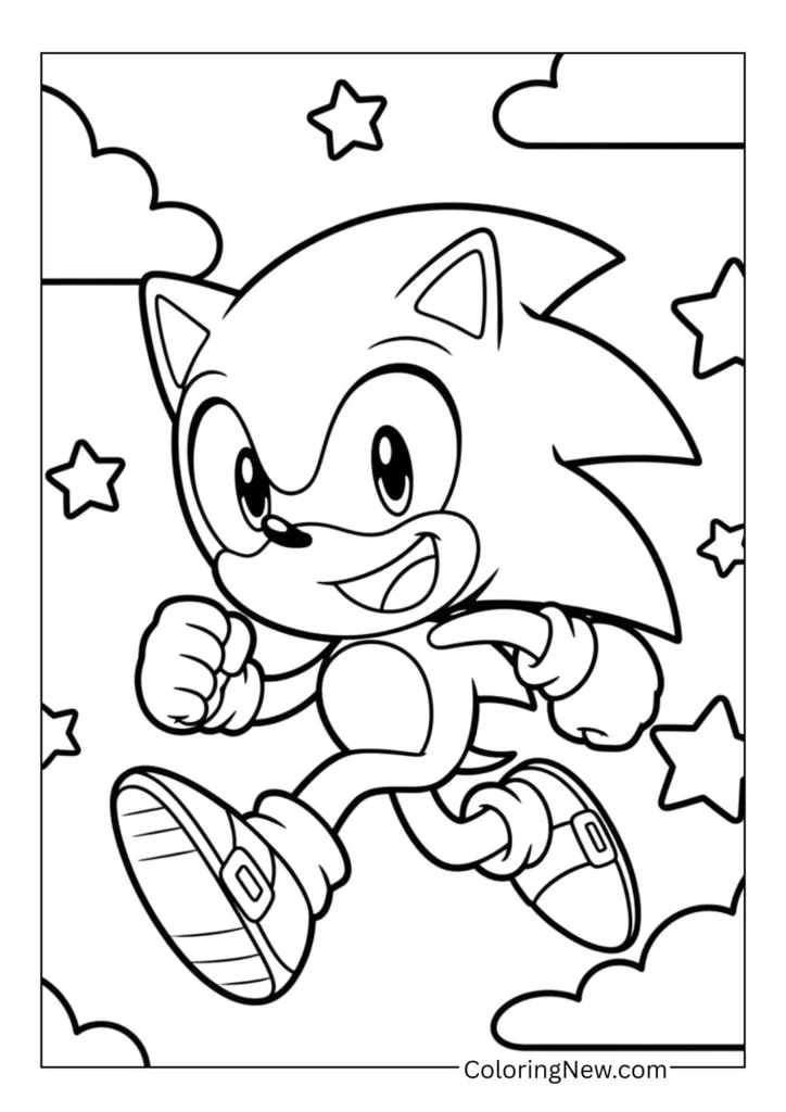 Sonic running with a big smile