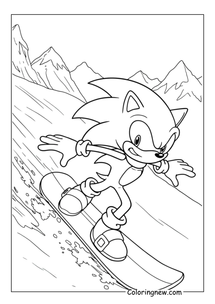 Sonic snowboarding down