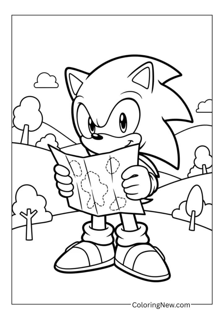 Sonic standing with a map