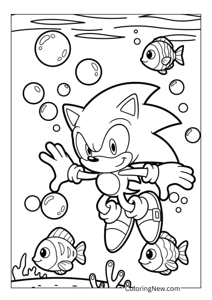 Sonic swimming underwater