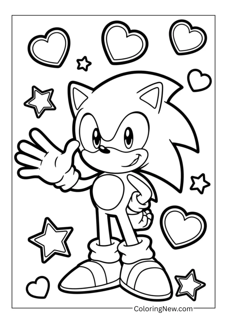 Sonic waving at the viewer