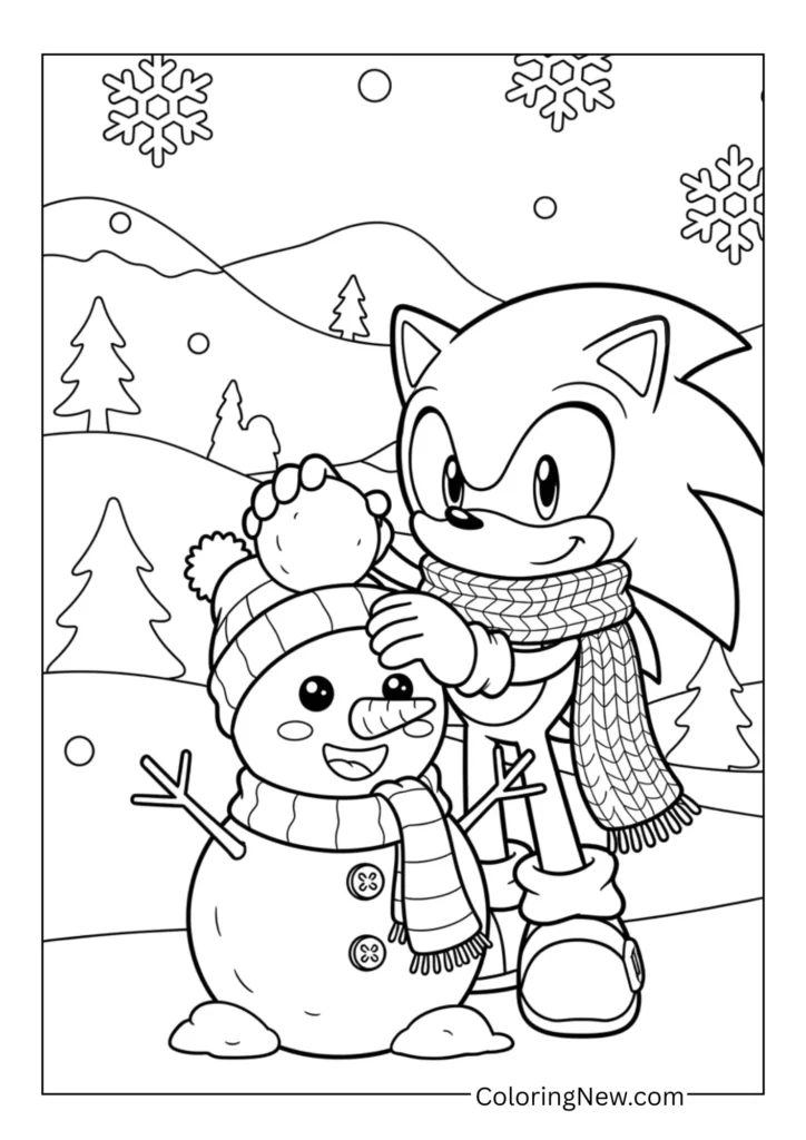 Sonic with a snowman