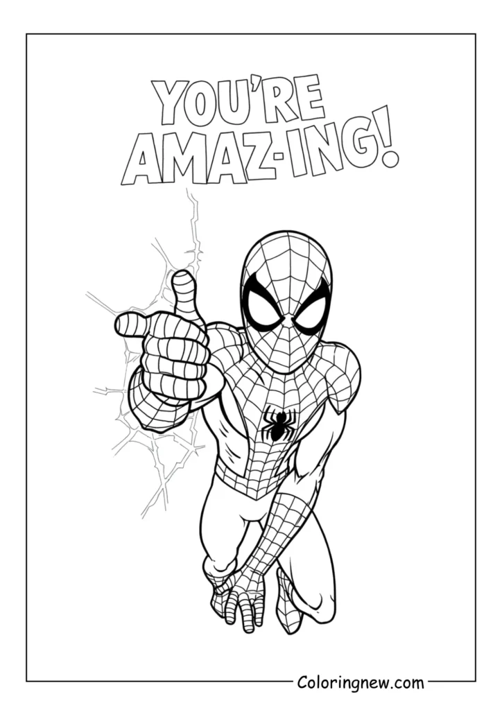 Spider-Man giving a thumbs-up with “You’re Amazing!”