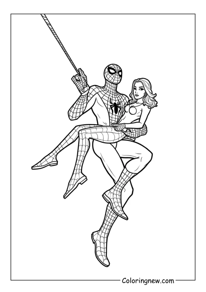 Spider-Man swings with Spider-Woman