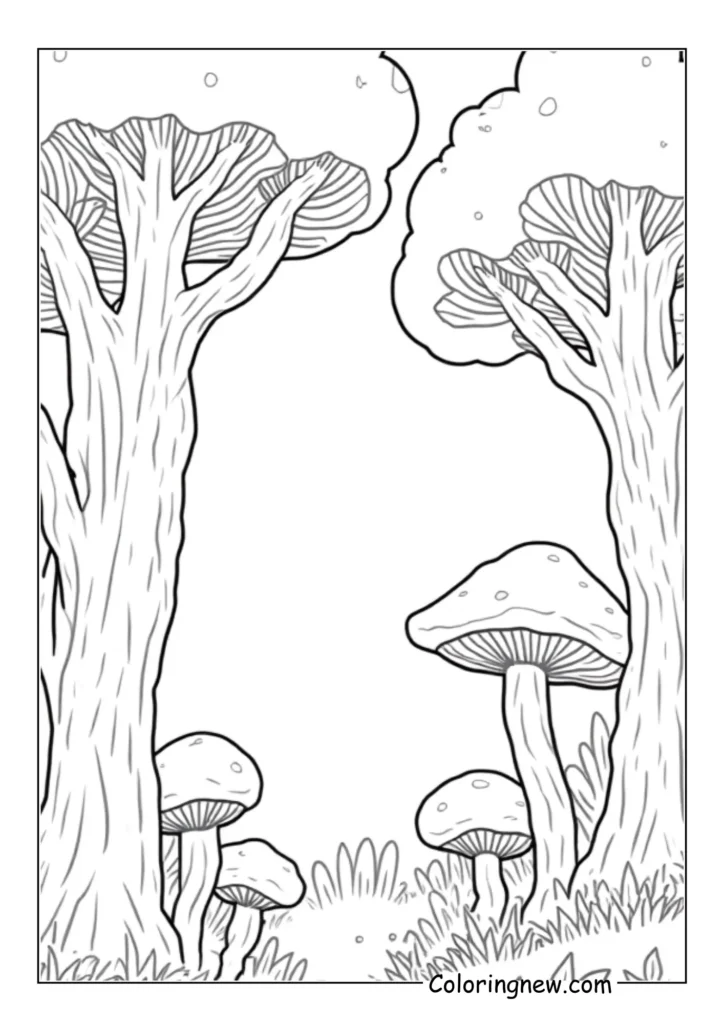 fantasy forest with oversized mushrooms