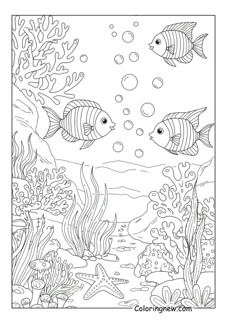 underwater scene with coral reefs