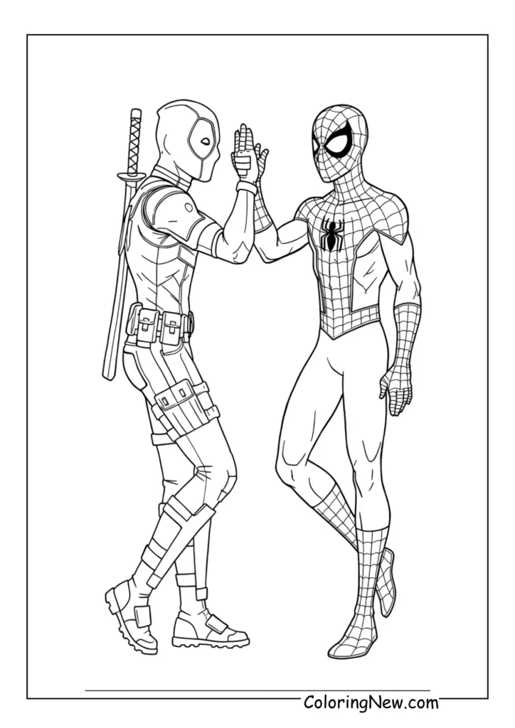 Deadpool high-fiving Spider-Man