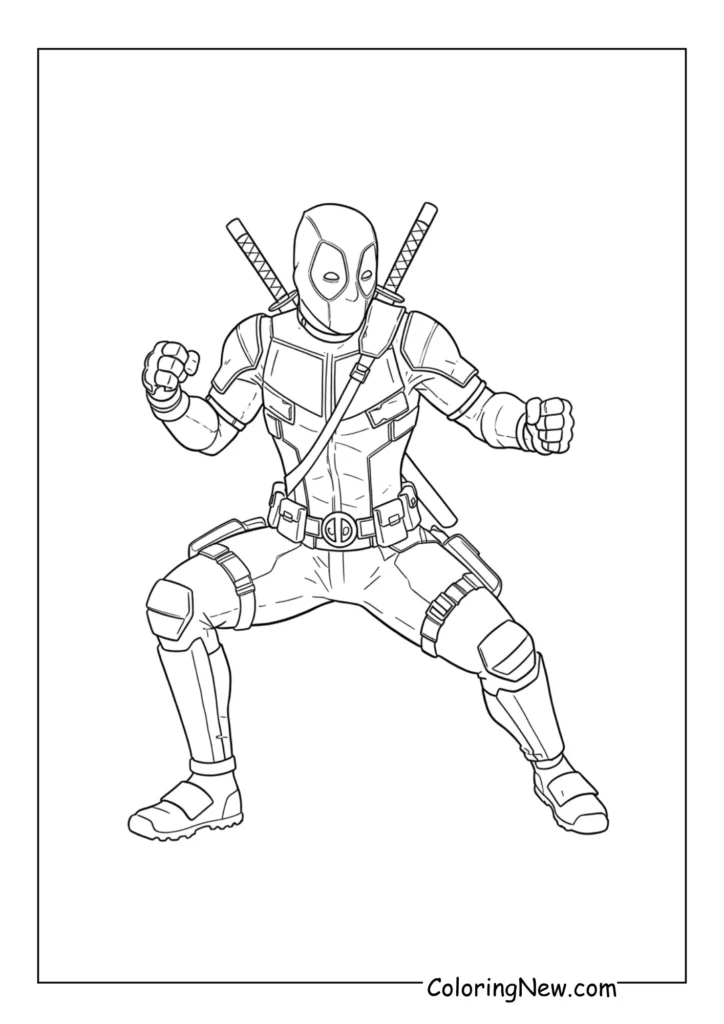 Deadpool in fighting stance