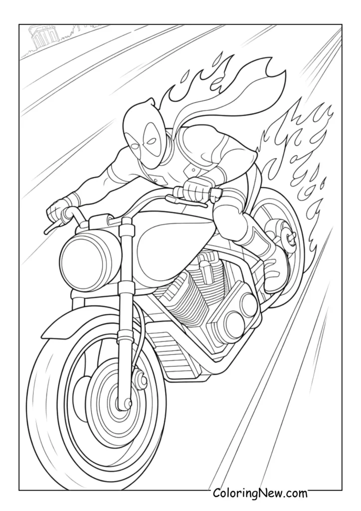 Deadpool on motorcycle