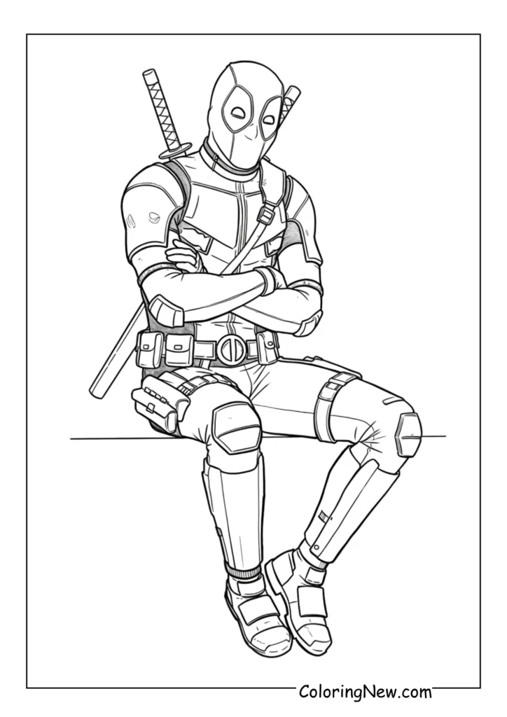 Deadpool sitting casually
