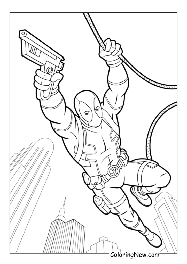 Deadpool using grappling hook