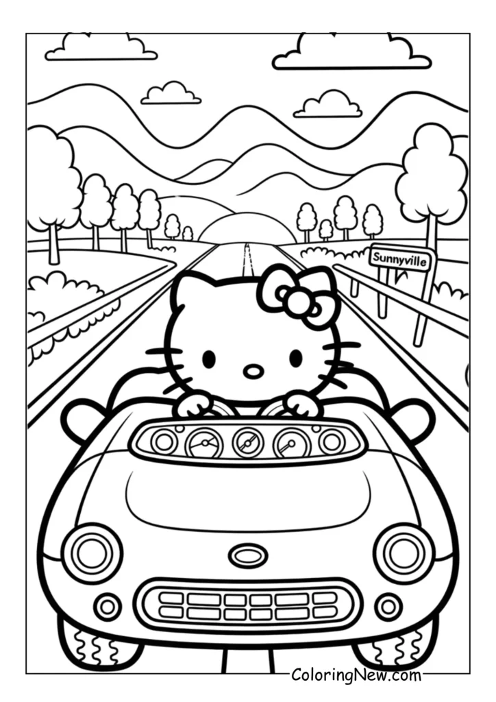 Hello Kitty in Car