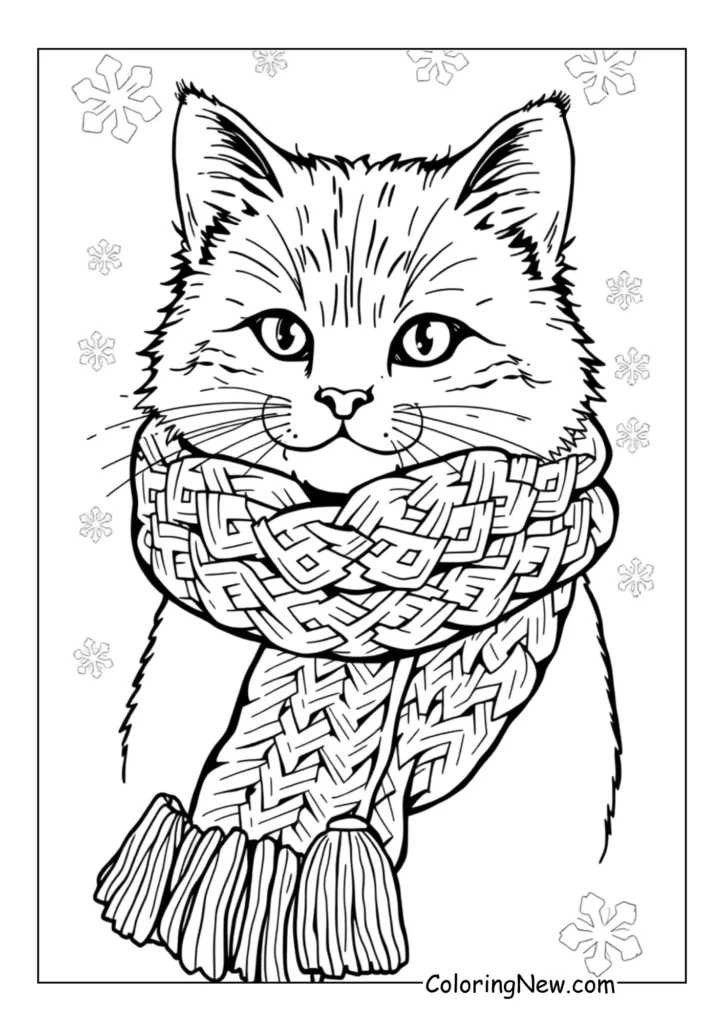 Scarf-Bundled Winter Cat