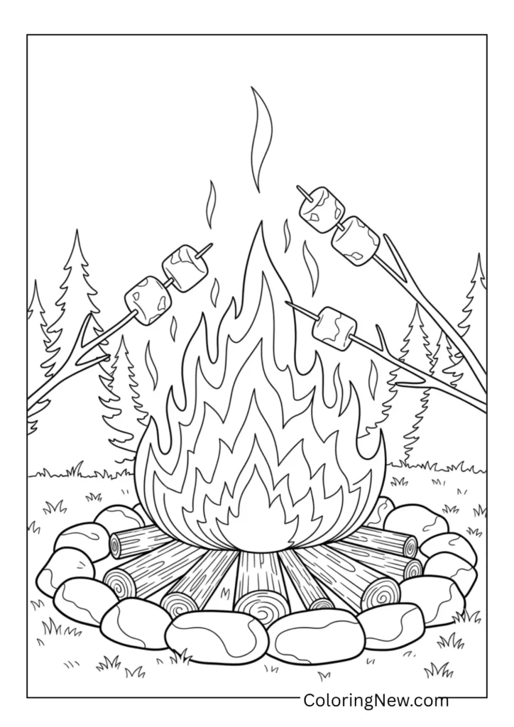 campfire with marshmallows on sticks