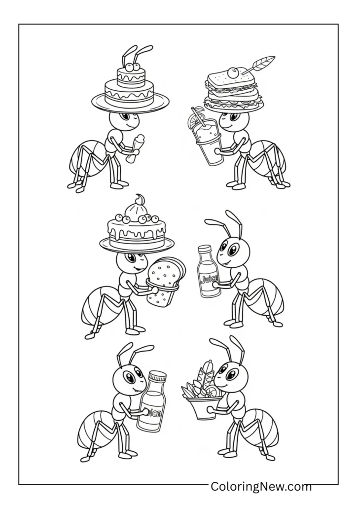 group of ants carrying picnic food
