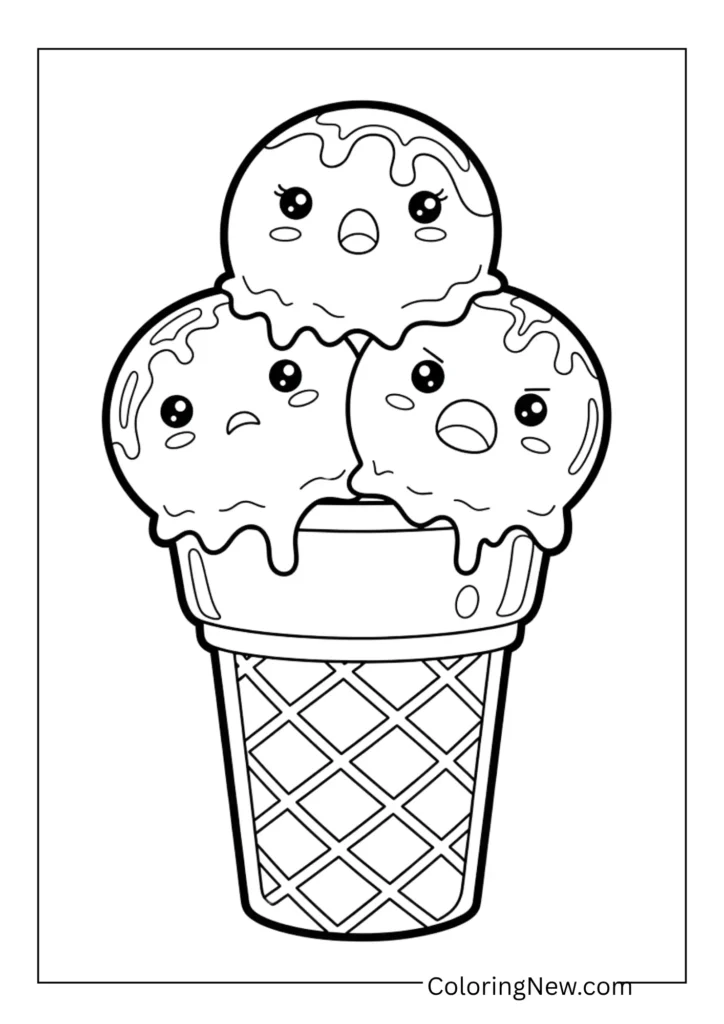 ice cream cone with three scoops