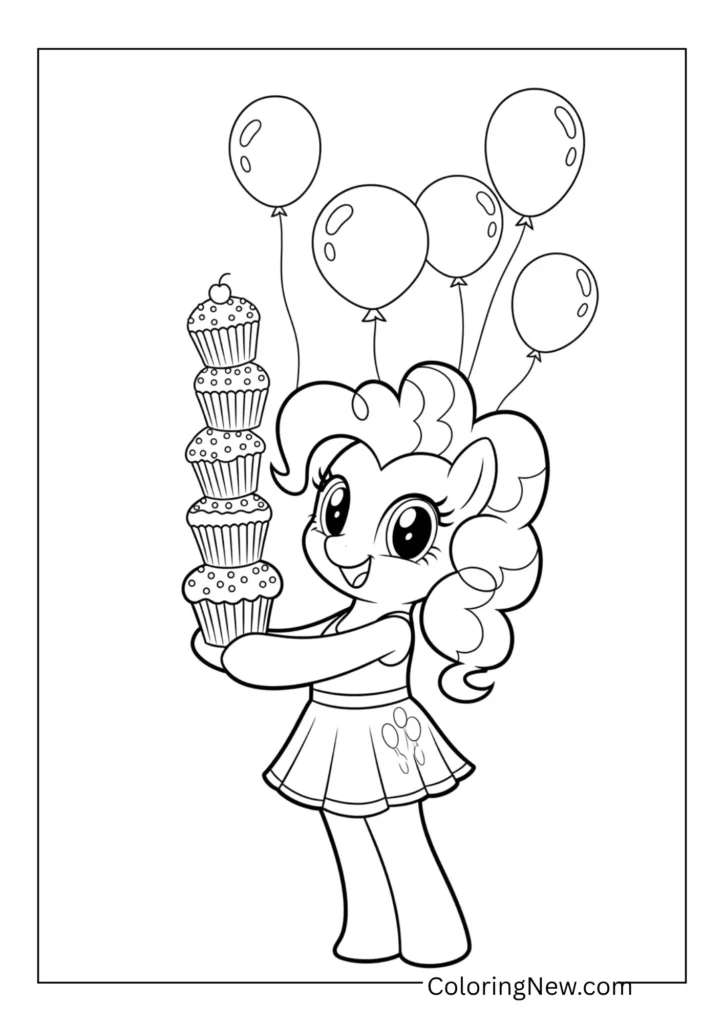 Pinkie Pie holding a stack of cupcakes