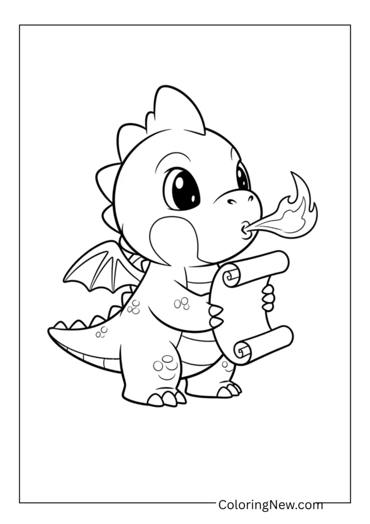 Spike the dragon blowing a tiny flame