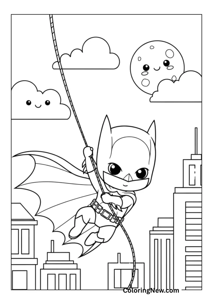 Batman Swinging Through Gotham