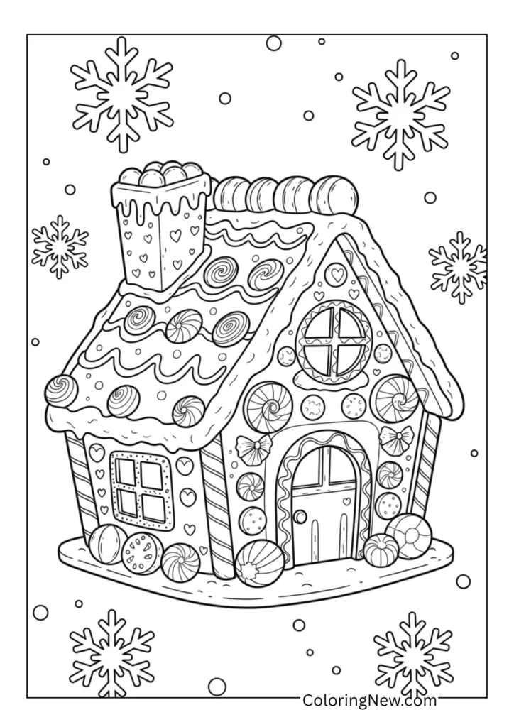 Gingerbread house decorated with candy and icing
