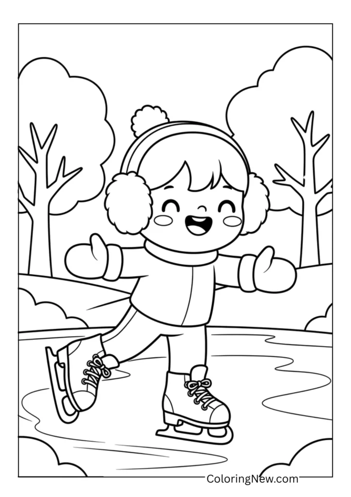 Kids ice skating on a frozen pond