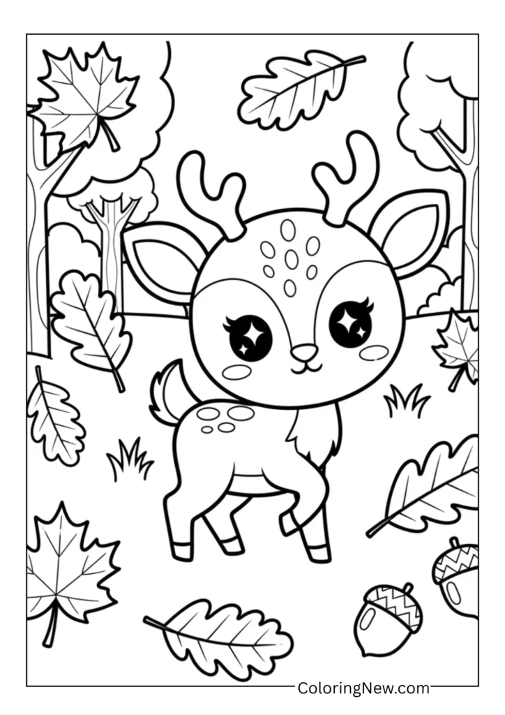 Playful deer in the woods surrounded by autumn foliage
