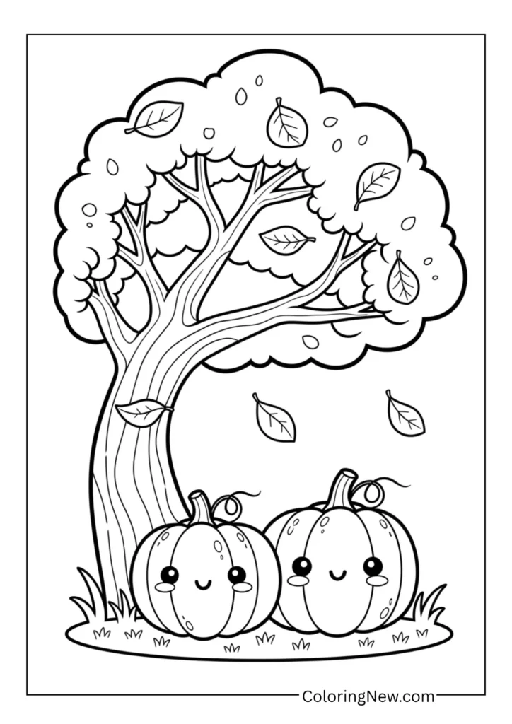 Pumpkins Under the Tree