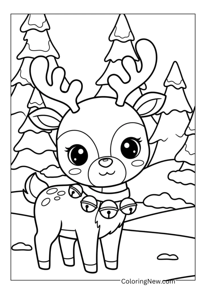 Reindeer with jingling bells around its neck