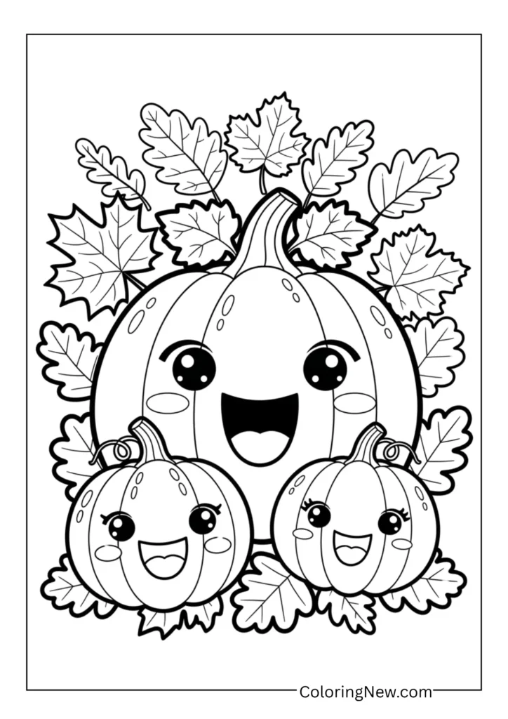 Smiling pumpkin family