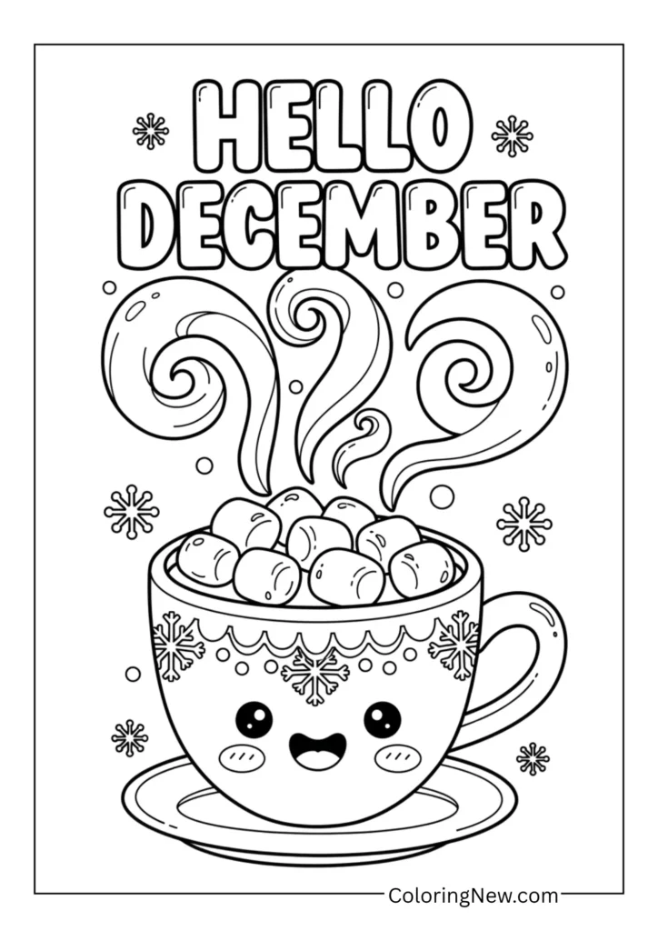 December hot cocoa mug with smiley face