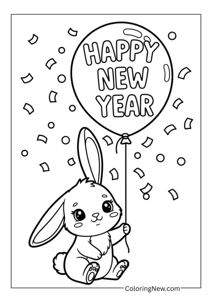 Cute rabbit holding a balloon