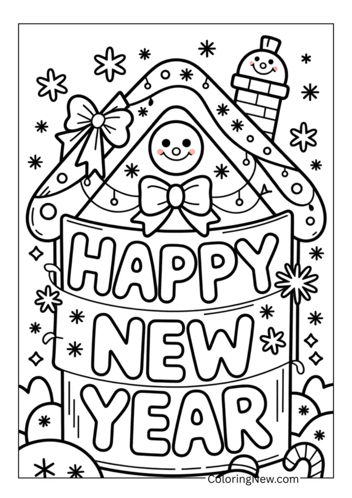 Festive decorated house with smiling decorations