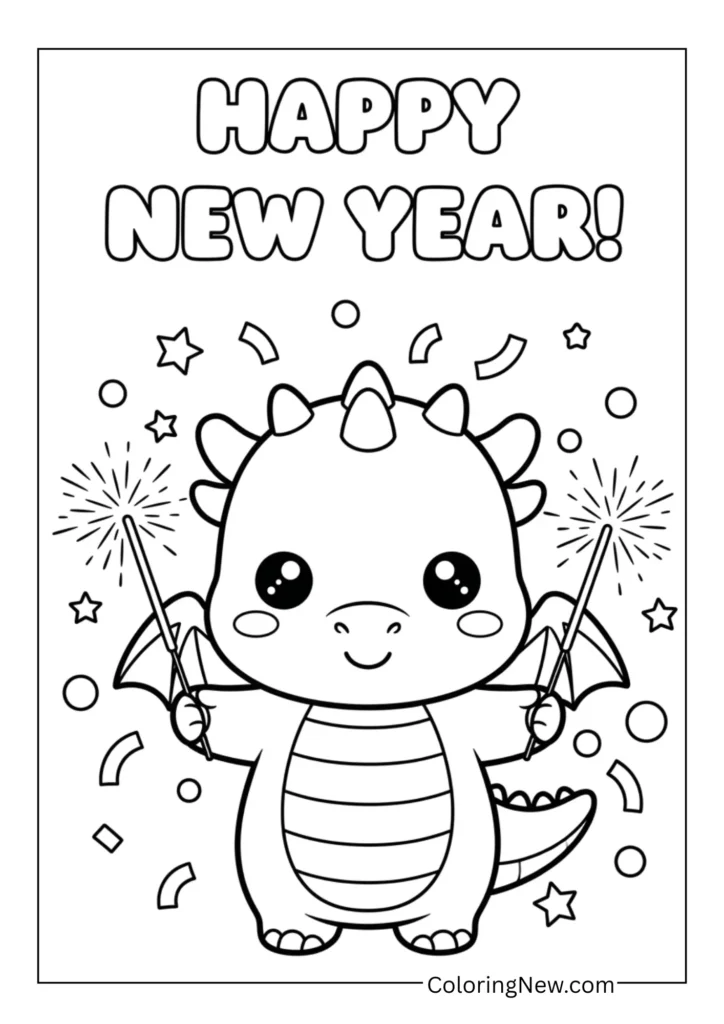 Friendly dragon (non-scary) holding sparklers