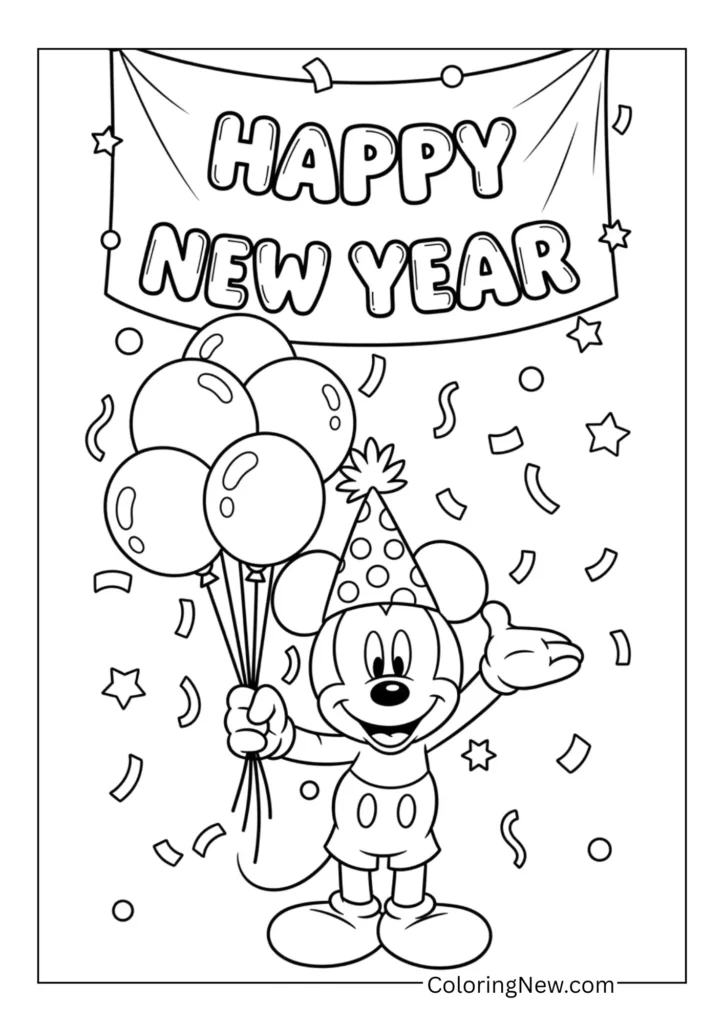 Mickey Mouse celebrating New Year