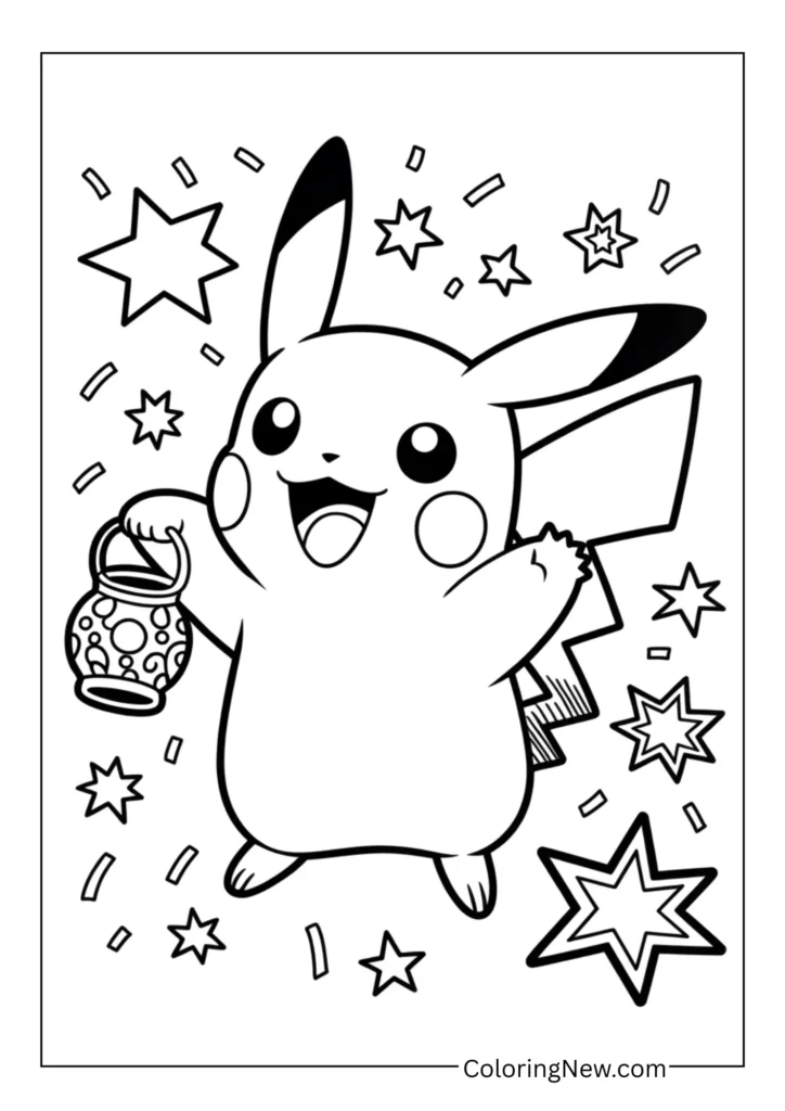 Pikachu celebrating New Year