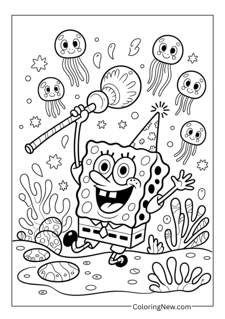 SpongeBob SquarePants celebrating New Year